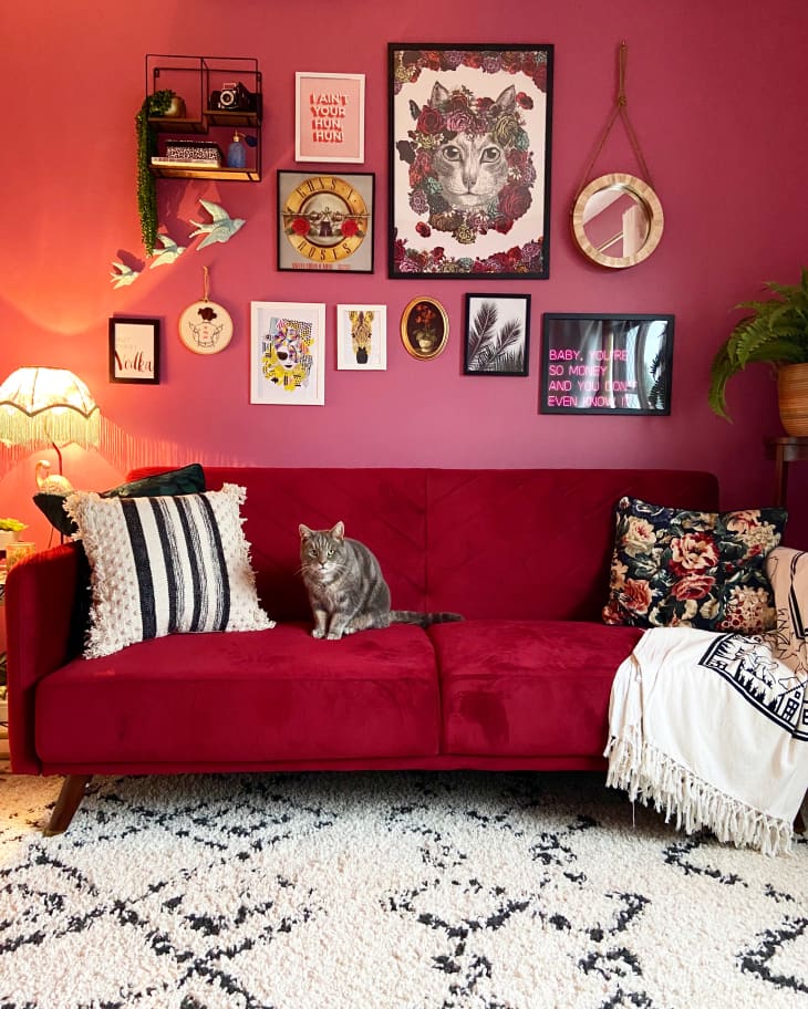 Burgundy shop living room